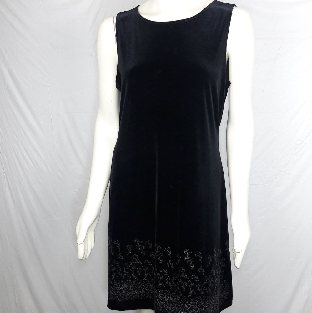 Zenobia Velour Sleeveless Dress Sz Large Black